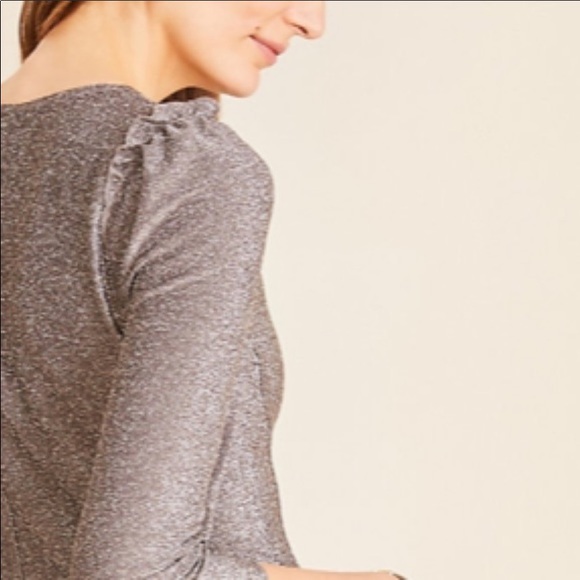 Ann Taylor Shimmer Ruffle Puff Sleeve Top - Picture 3 of 6